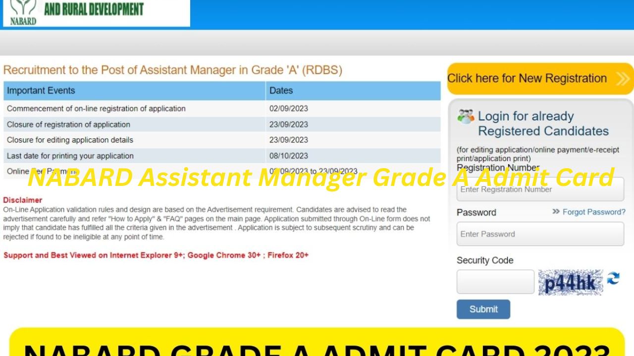 NABARD Assistant Manager Grade A Mains Date 2023 Admit Card