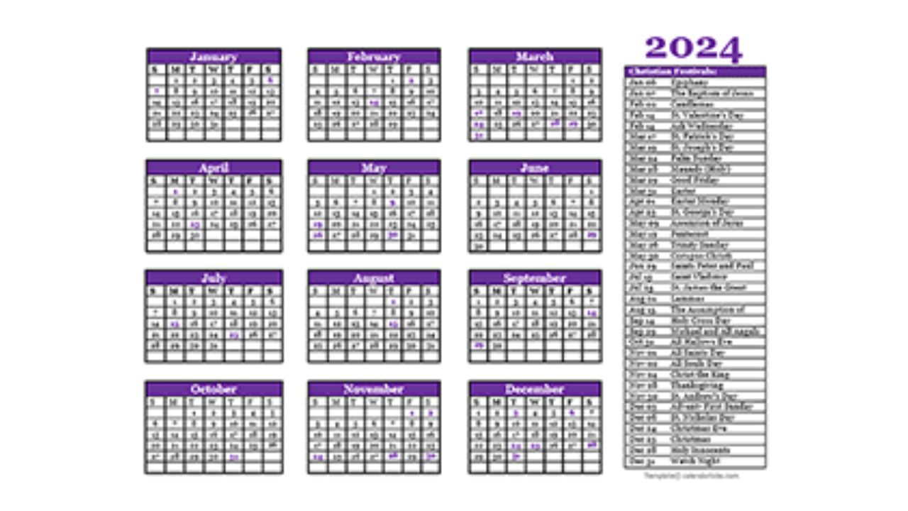 Christian Calendar 2024 Significant Dates and Events in 2024