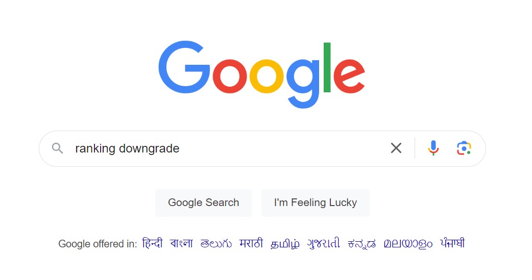 google ranking downgrade